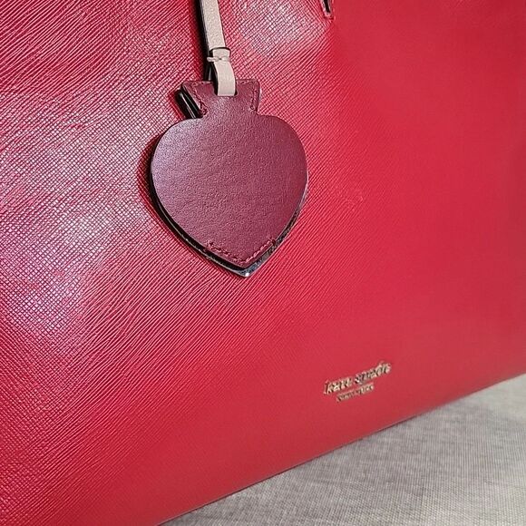 Kate Spade Red and Pink Color-Block Leather Tote  Crossbody Bag - Picture 3 of 16